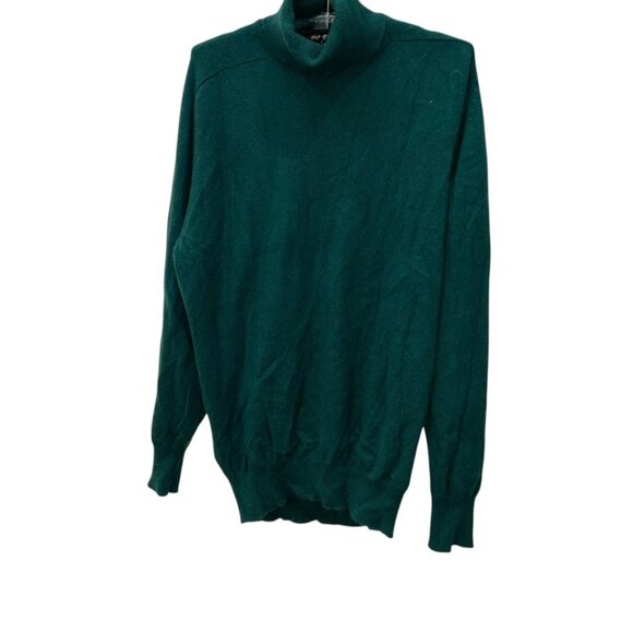 Snow Lotus Vintage 100% cashmere Forest green turtleneck sweater 90cm 36 bust M - Picture 1 of 4
